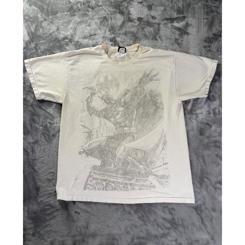 Vintage Batman All Over Print Graphic Shirt Official Merch Sz L y2k white